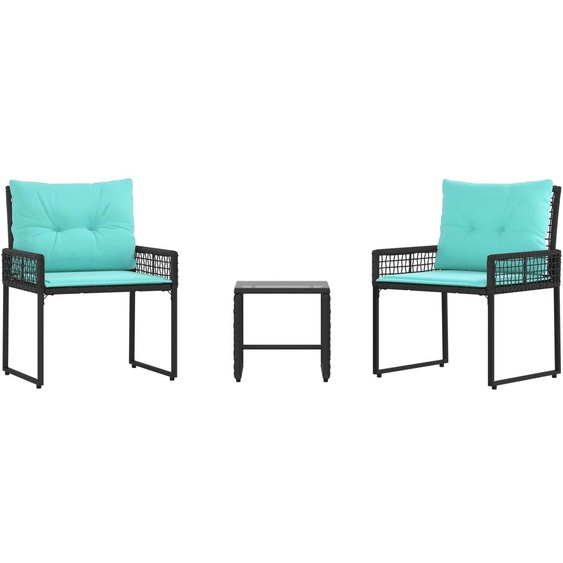 Ensemble de meubles dextérieur 3 pcs Noir et turquoise
