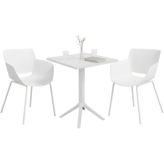 Ensemble de mobilier de jardin Norva comprenant 2 chaises | Couleur : Blanc | Dimensions : 168x60x80 cm