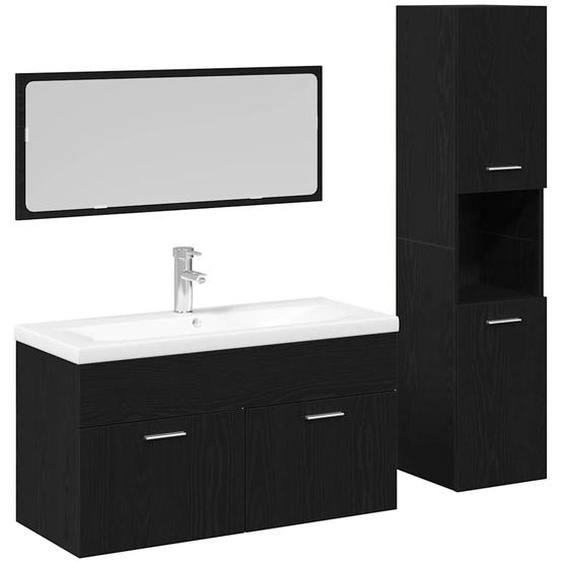 Ensemble de mobilier de salle de bain 2 pcs Chêne noir