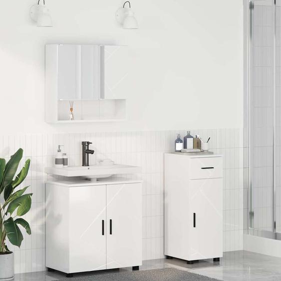 Ensemble de mobilier de salle de bain 3 pcs Blanc brillant