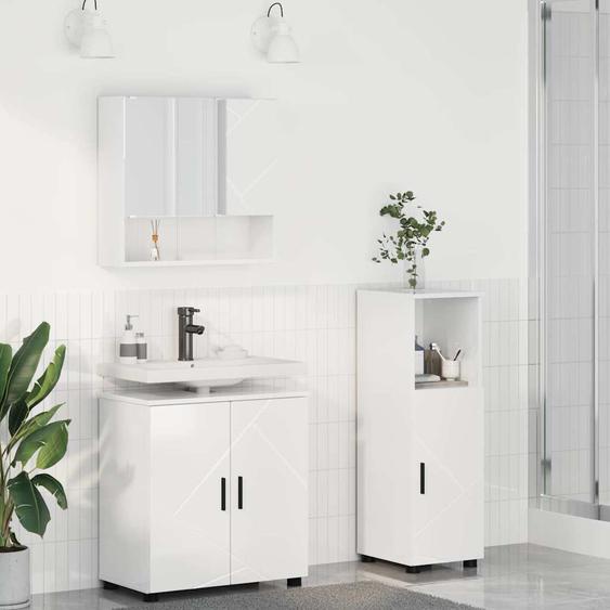 Ensemble de mobilier de salle de bain 3 pcs Blanc brillant
