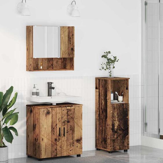 Ensemble de mobilier de salle de bain 3 pcs Bois ancien