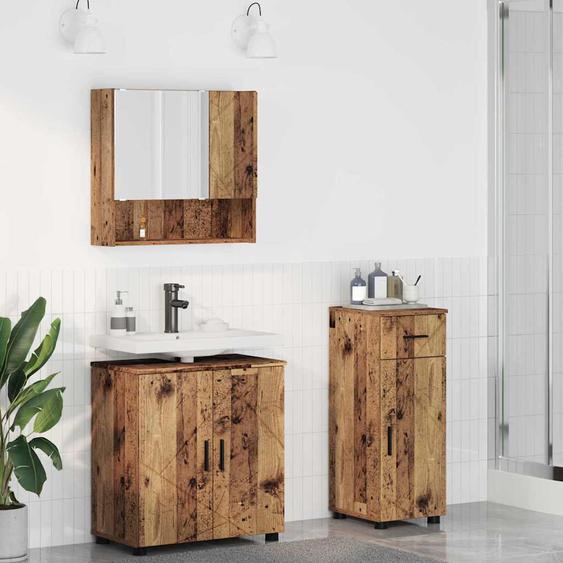 Ensemble de mobilier de salle de bain 3 pcs Bois ancien