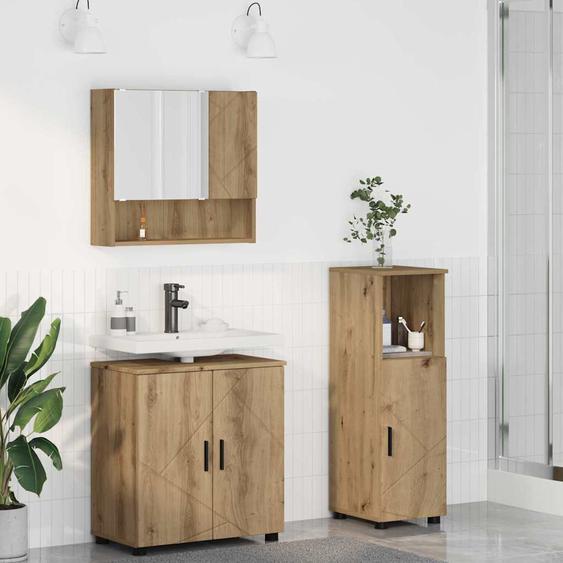 Ensemble de mobilier de salle de bain 3 pcs chêne artisanal