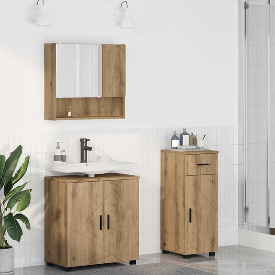 Ensemble de mobilier de salle de bain 3 pcs chêne artisanal