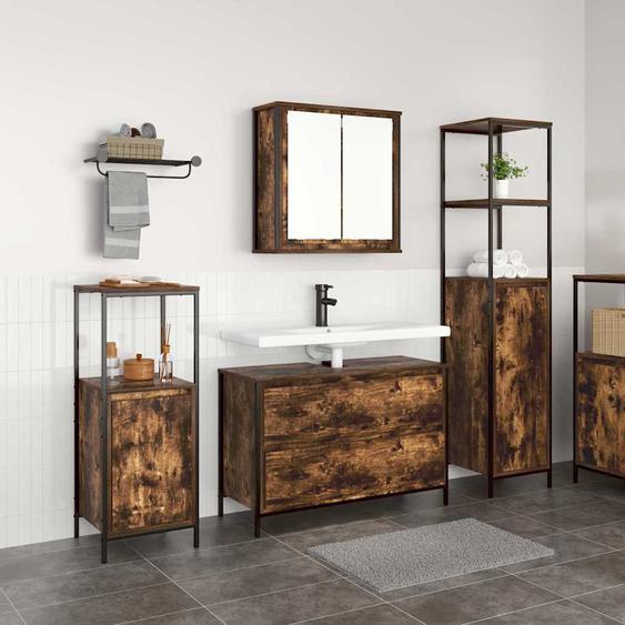 Ensemble de mobilier de salle de bain 3 pcs Chêne fumé