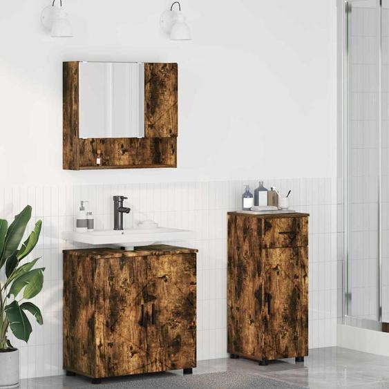 Ensemble de mobilier de salle de bain 3 pcs Chêne fumé