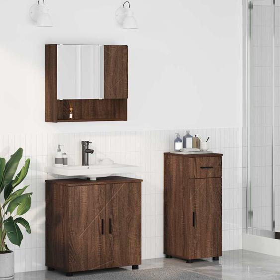 Ensemble de mobilier de salle de bain 3 pcs Chêne marron