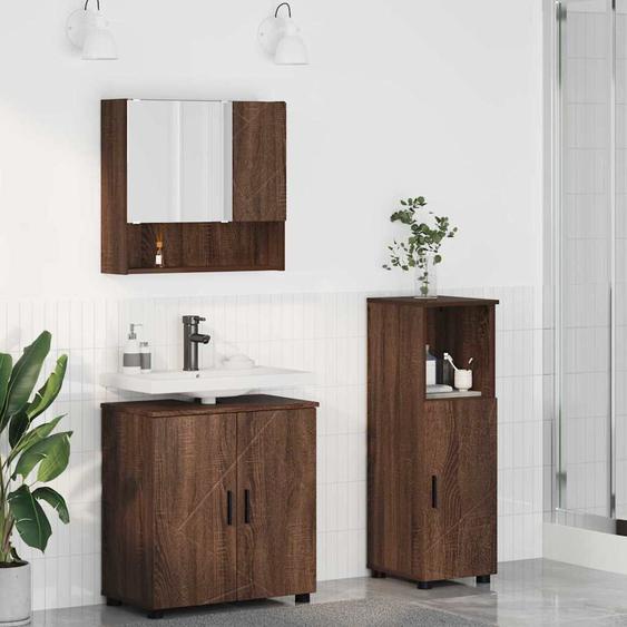 Ensemble de mobilier de salle de bain 3 pcs Chêne marron