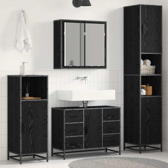 Ensemble de mobilier de salle de bain 3 pcs Chêne noir