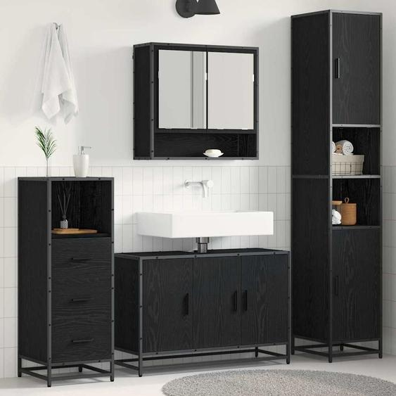 Ensemble de mobilier de salle de bain 3 pcs Chêne noir