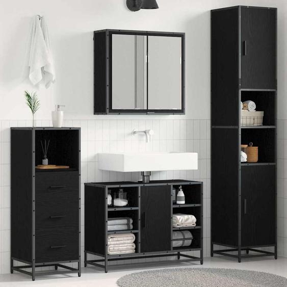 Ensemble de mobilier de salle de bain 3 pcs Chêne noir