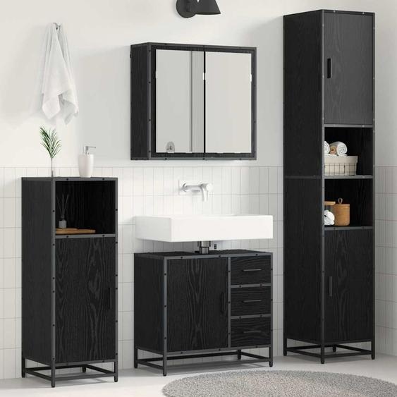Ensemble de mobilier de salle de bain 3 pcs Chêne noir