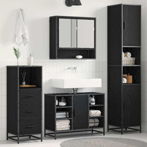 Ensemble de mobilier de salle de bain 3 pcs Chêne noir