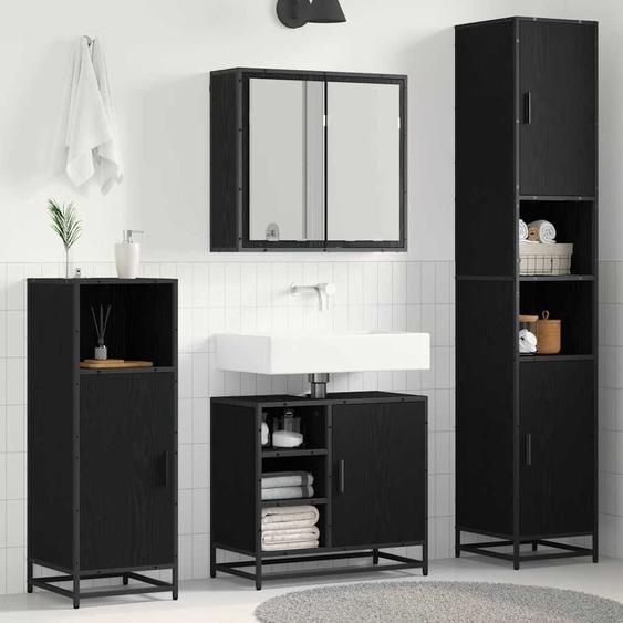 Ensemble de mobilier de salle de bain 3 pcs Chêne noir
