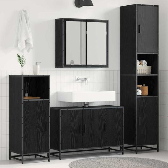 Ensemble de mobilier de salle de bain 3 pcs Chêne noir