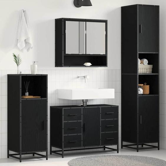 Ensemble de mobilier de salle de bain 3 pcs Chêne noir