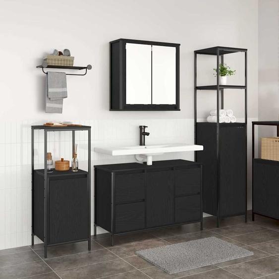 Ensemble de mobilier de salle de bain 3 pcs Chêne noir