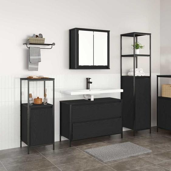 Ensemble de mobilier de salle de bain 3 pcs Chêne noir