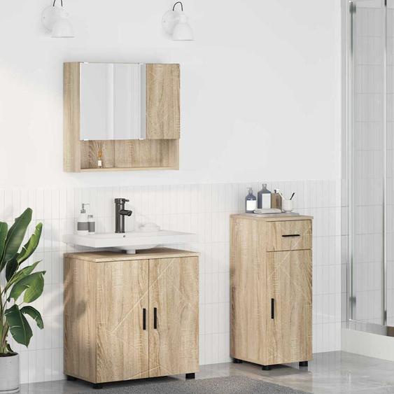Ensemble de mobilier de salle de bain 3 pcs Chêne sonoma