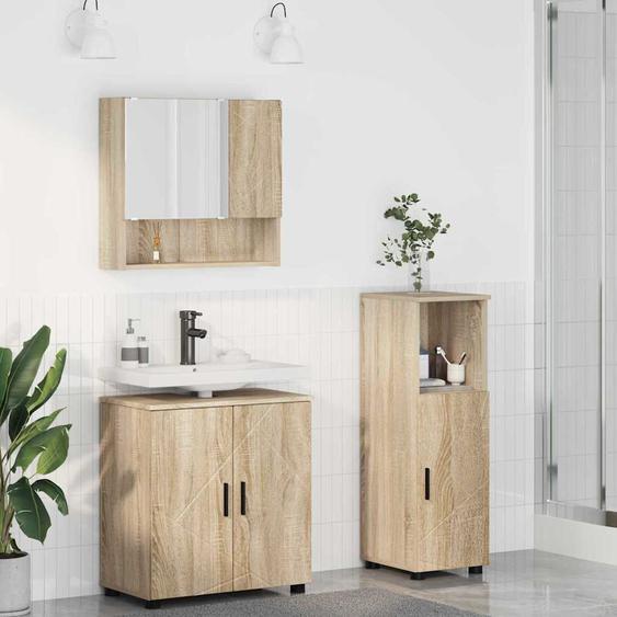 Ensemble de mobilier de salle de bain 3 pcs Chêne sonoma