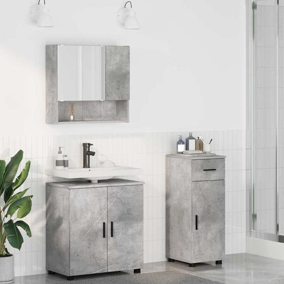 Ensemble de mobilier de salle de bain 3 pcs Gris béton