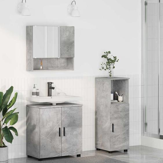 Ensemble de mobilier de salle de bain 3 pcs Gris béton