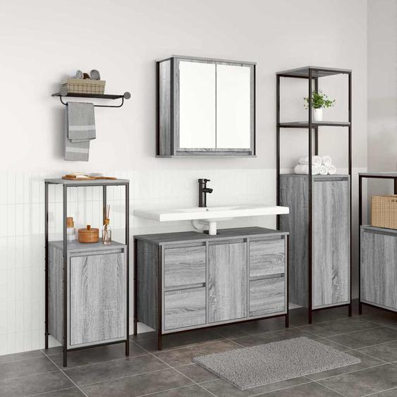Ensemble de mobilier de salle de bain 3 pcs Gris sonoma et Noir