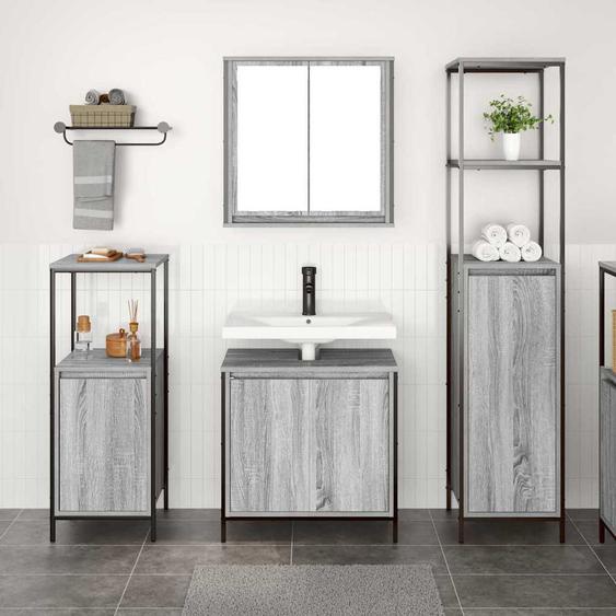 Ensemble de mobilier de salle de bain 3 pcs Gris sonoma et Noir