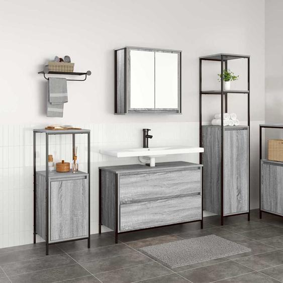 Ensemble de mobilier de salle de bain 3 pcs Sonoma gris