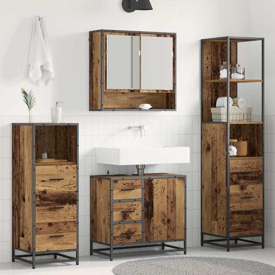 Ensemble de mobilier de salle de bain 4 pcs Bois ancien