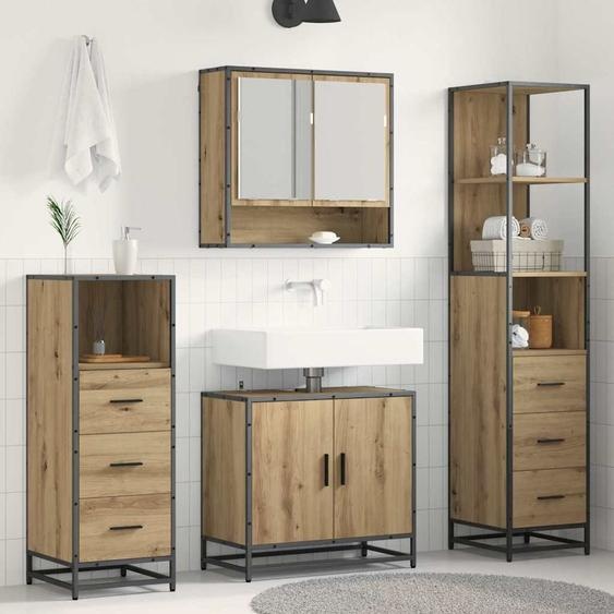 Ensemble de mobilier de salle de bain 4 pcs Chêne artisanal