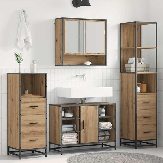 Ensemble de mobilier de salle de bain 4 pcs Chêne artisanal