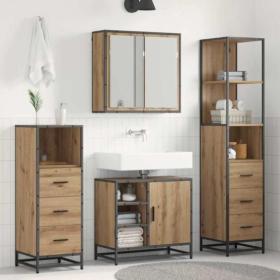 Ensemble de mobilier de salle de bain 4 pcs chêne artisanal