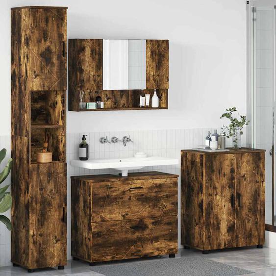 Ensemble de mobilier de salle de bain 4 pcs Chêne fumé
