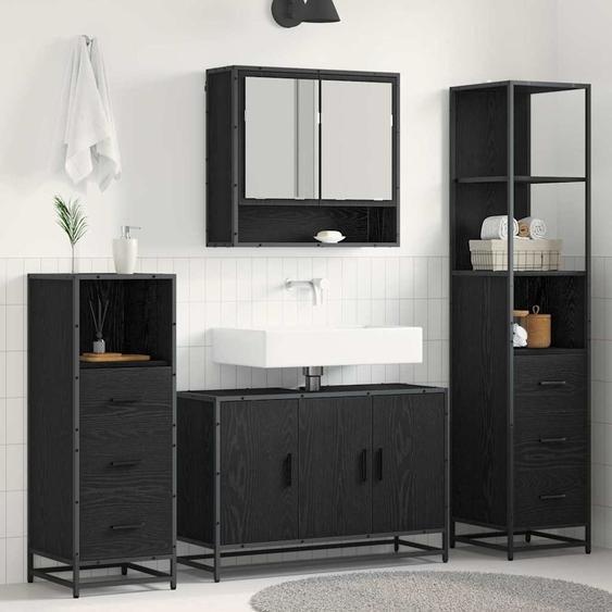 Ensemble de mobilier de salle de bain 4 pcs Chêne noir