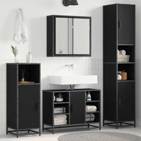 Ensemble de mobilier de salle de bain 4 pcs Chêne noir
