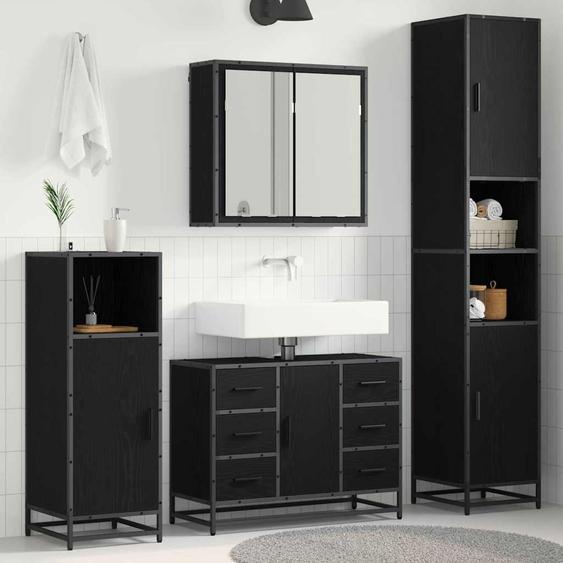 Ensemble de mobilier de salle de bain 4 pcs Chêne noir