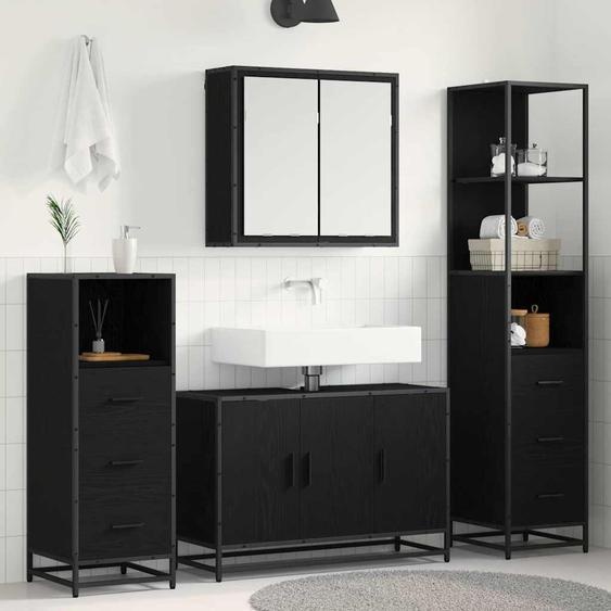 Ensemble de mobilier de salle de bain 4 pcs Chêne noir