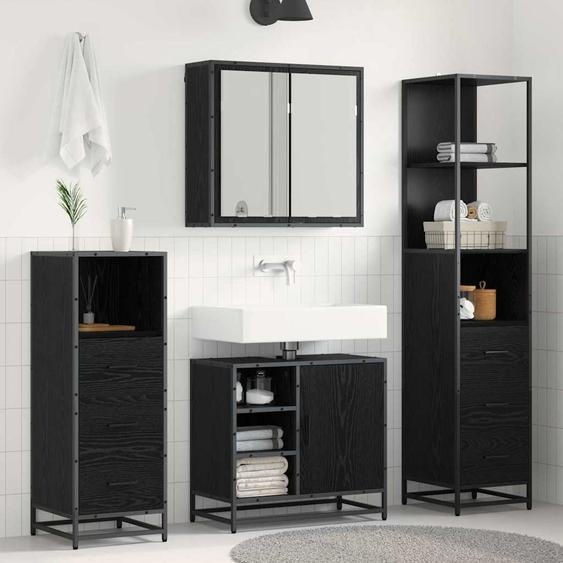 Ensemble de mobilier de salle de bain 4 pcs Chêne noir