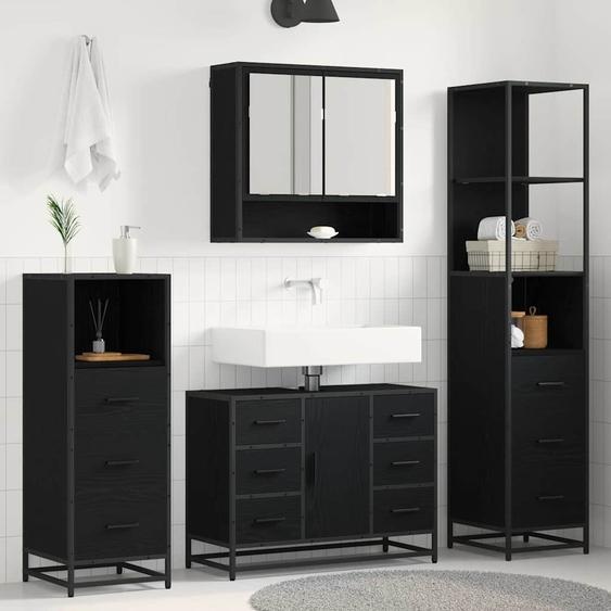 Ensemble de mobilier de salle de bain 4 pcs Chêne noir