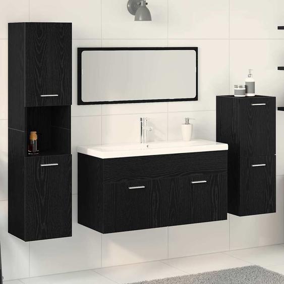 Ensemble de mobilier de salle de bain 4 pcs Chêne noir