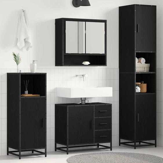 Ensemble de mobilier de salle de bain 4 pcs Chêne noir