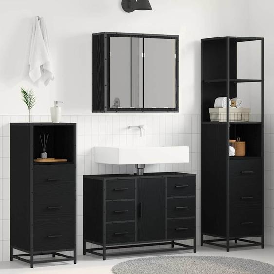 Ensemble de mobilier de salle de bain 4 pcs Chêne noir