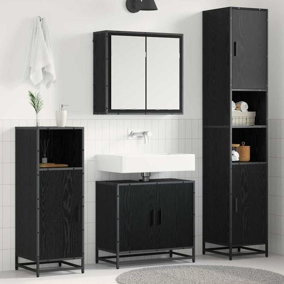 Ensemble de mobilier de salle de bain 4 pcs Chêne noir