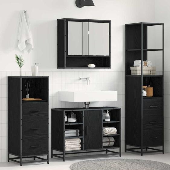 Ensemble de mobilier de salle de bain 4 pcs Chêne noir