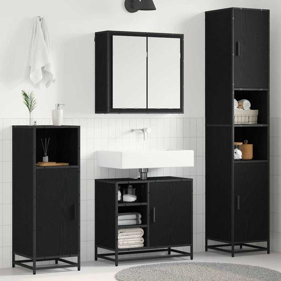 Ensemble de mobilier de salle de bain 4 pcs Chêne noir