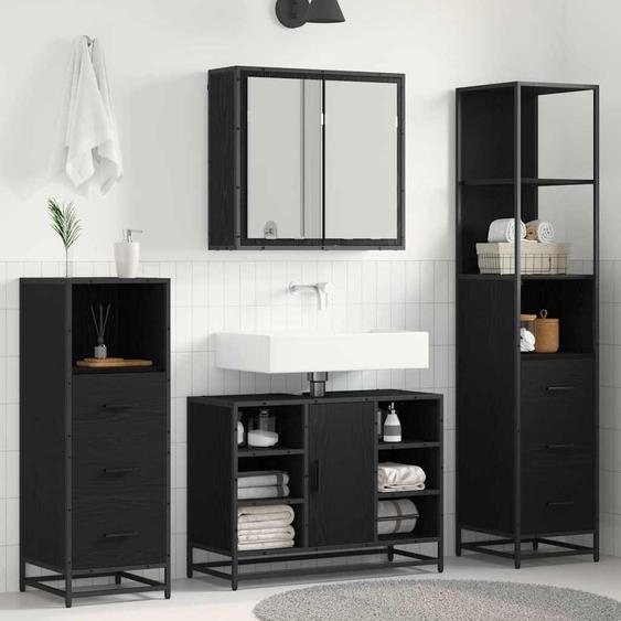 Ensemble de mobilier de salle de bain 4 pcs Chêne noir
