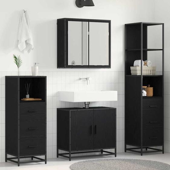 Ensemble de mobilier de salle de bain 4 pcs Chêne noir
