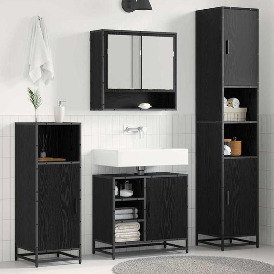 Ensemble de mobilier de salle de bain 4 pcs Chêne noir